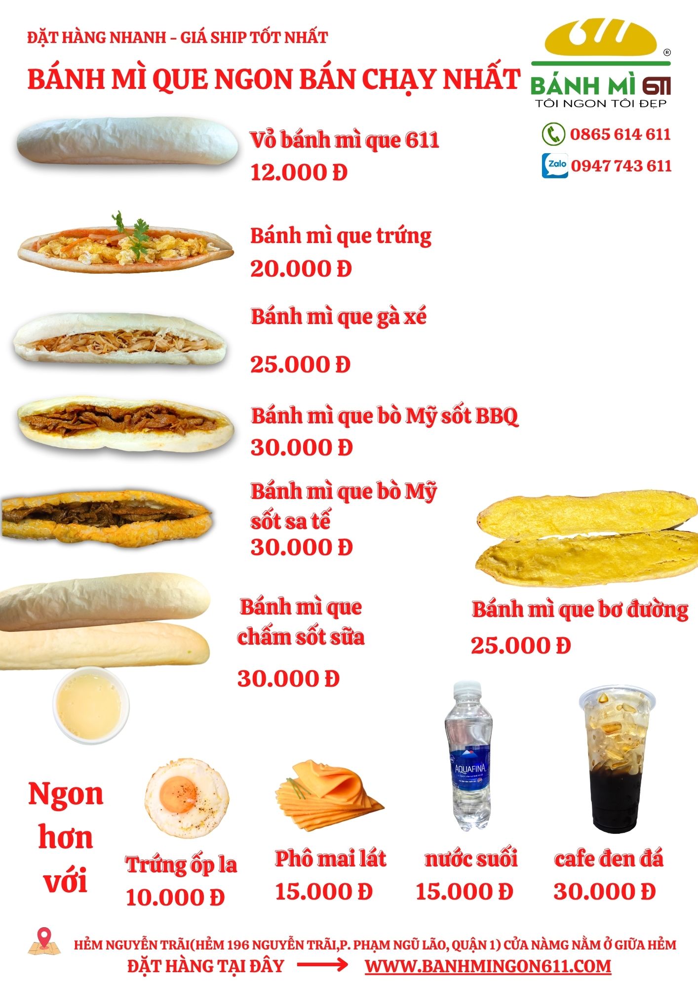 Menu bánh mì que