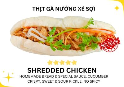 Bánh mì gà nướng xé sợi 