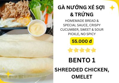 Bánh mì Bento số 1 thịt gà và trứng ngon